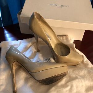 Jimmy Choo Patent Leather Nude Heels